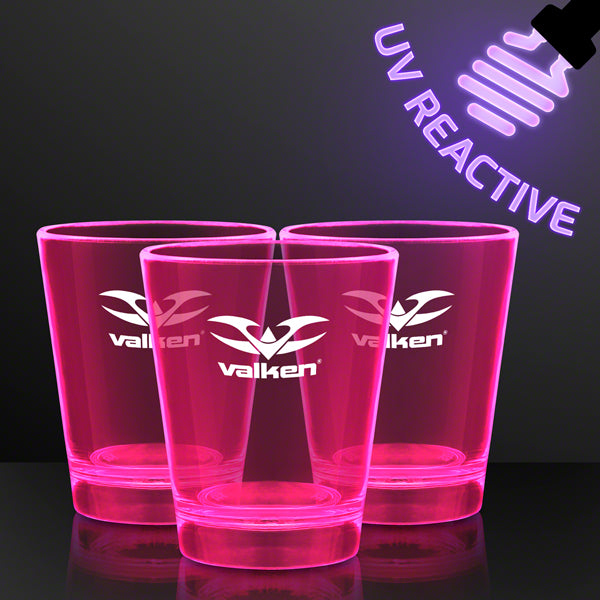 1.5 oz. Pink Neon Glow Shot Glasses, UV Reactive