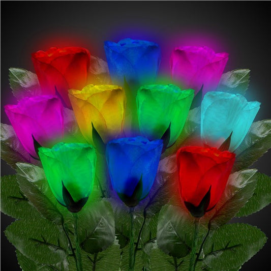 LED Multi-Color Roses (12 Per Pack)