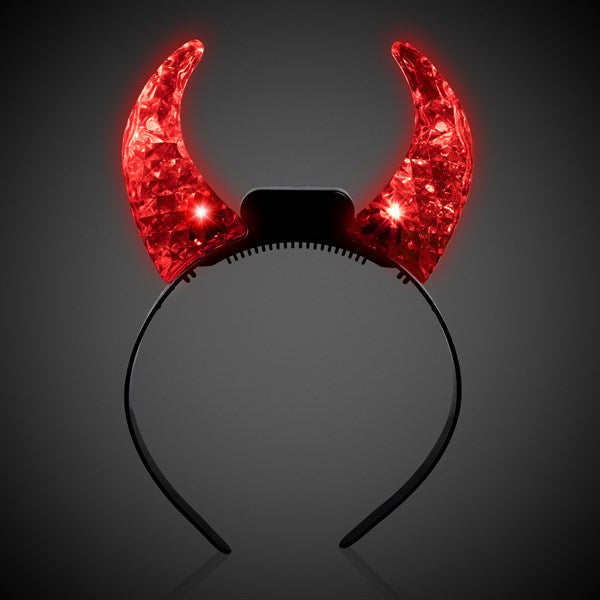 LED Red Crystal Devil Horns Headband