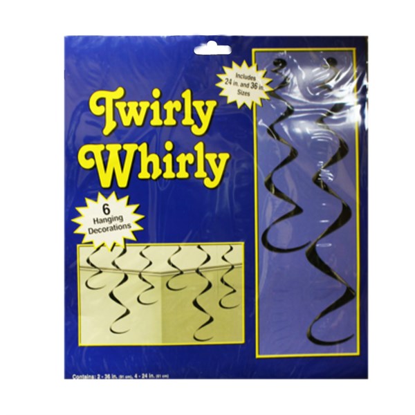 Black Twirly Whirl Decorations (6 Per pack)