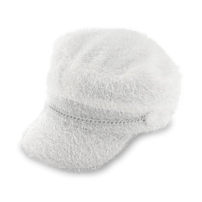 White Furry Biker Hat