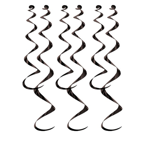 Black Twirly Whirl Decorations (6 Per pack)