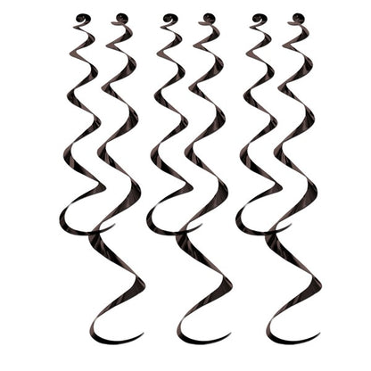 Black Twirly Whirl Decorations (6 Per pack)