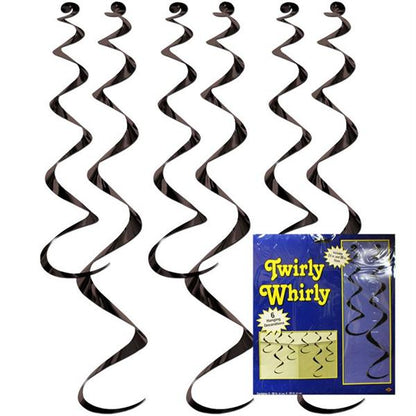 Black Twirly Whirl Decorations (6 Per pack)