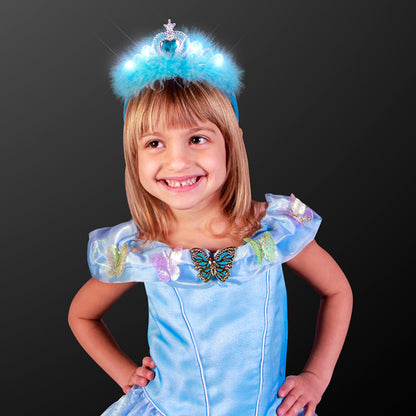 Blue Princess Crown Headband with Flashing LEDs