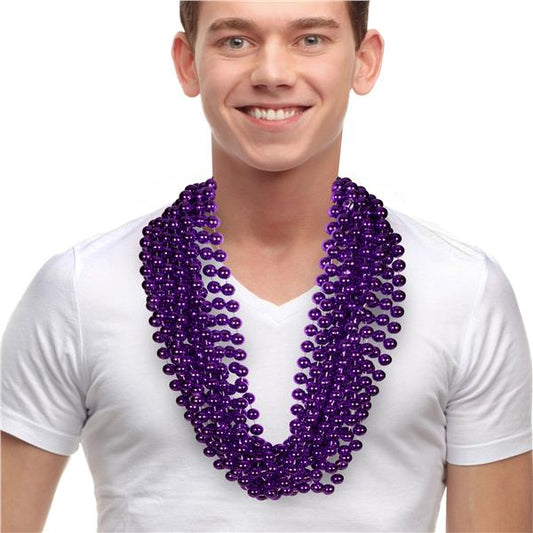 Purple 33" 12mm Bead Necklaces (12 Per pack)