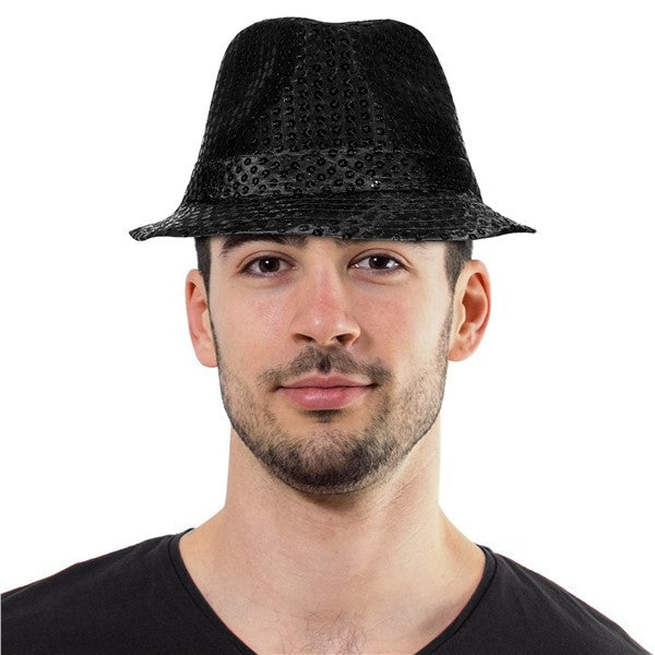 Black Sequin Fedora Hat