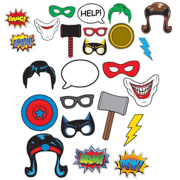 Superhero Photo Booth Prop Kit (12 per pack)