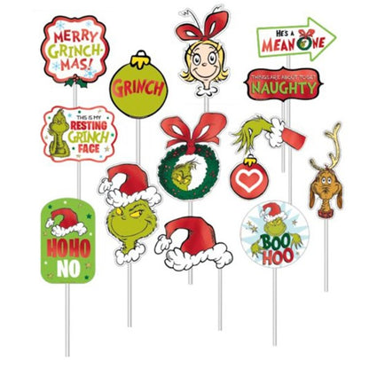 Merry Grinchmas Photo Booth Prop Kit (13 Per pack)