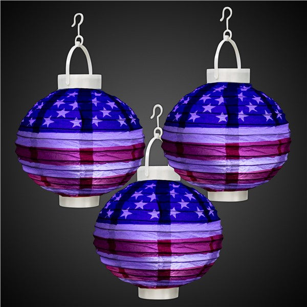 Patriotic Light-Up Lanterns (3 Per Pack)