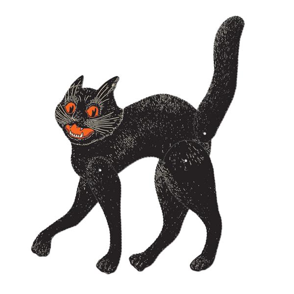 Vintage Halloween Black Cat Jointed Cutout