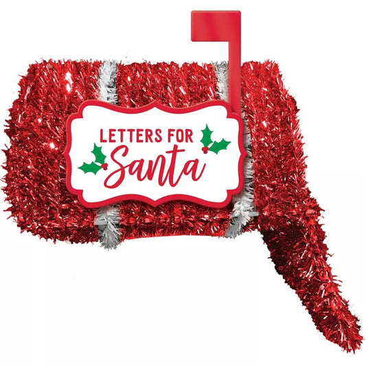 Santa's Mailbox 3D Tinsel Christmas Decoration, 7in x 12in