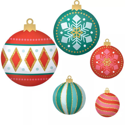 Christmas Ornaments Corrugated Plastic Yard Sign Set, 5pc