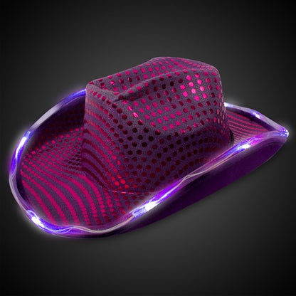 LED Purple Sequin Cowboy Hat