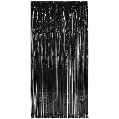 Black Metallic Fringed Door Curtain