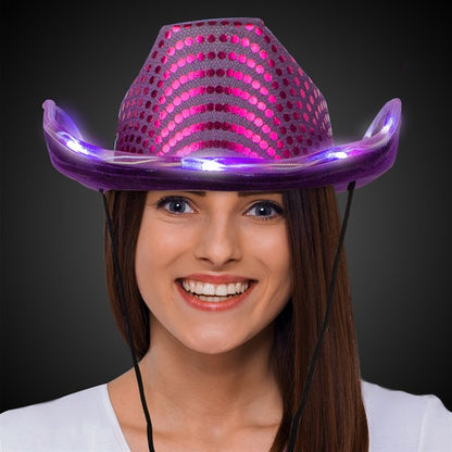 LED Purple Sequin Cowboy Hat