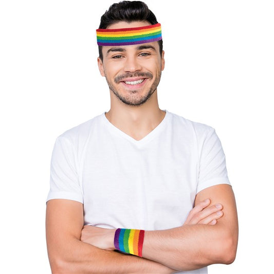 Rainbow Headband & Wristbands (3 Per pack)