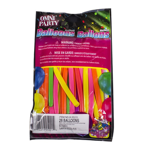 Neon Long Twisty Balloons (28 Per pack)