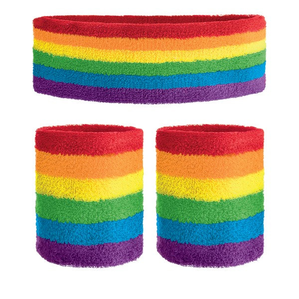 Rainbow Headband & Wristbands (3 Per pack)