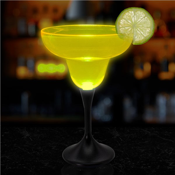 Neon Yellow LED 10 oz. Margarita Glass