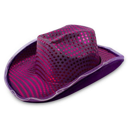 LED Purple Sequin Cowboy Hat