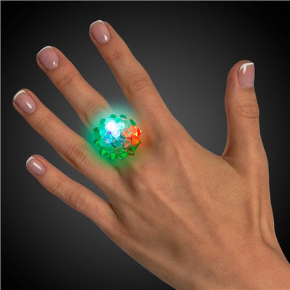 LED Green Jelly Bumpy Rings (24 Per pack)