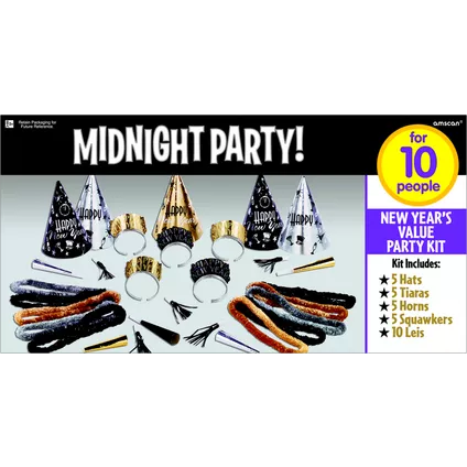 Kit for 10 - Midnight Party New Year's Eve Party Kit, 30pc