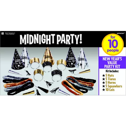 Kit for 10 - Midnight Party New Year's Eve Party Kit, 30pc