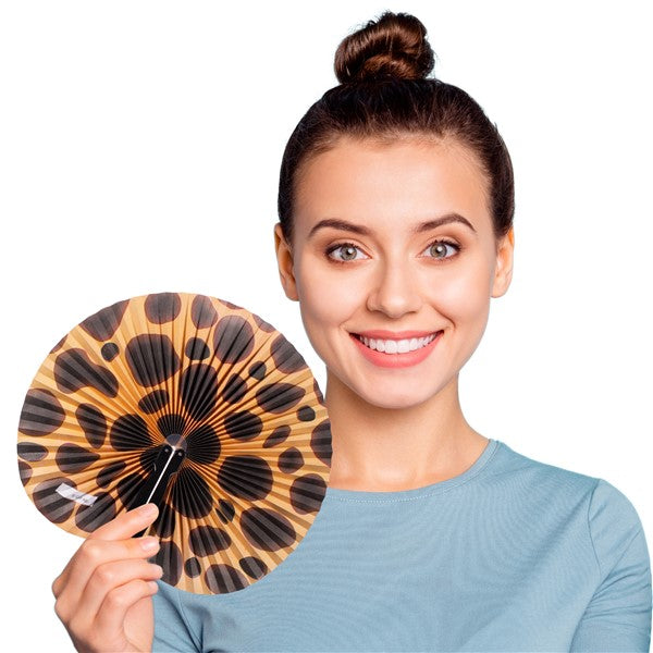 Animal Print Folding Fans (12 Per pack)