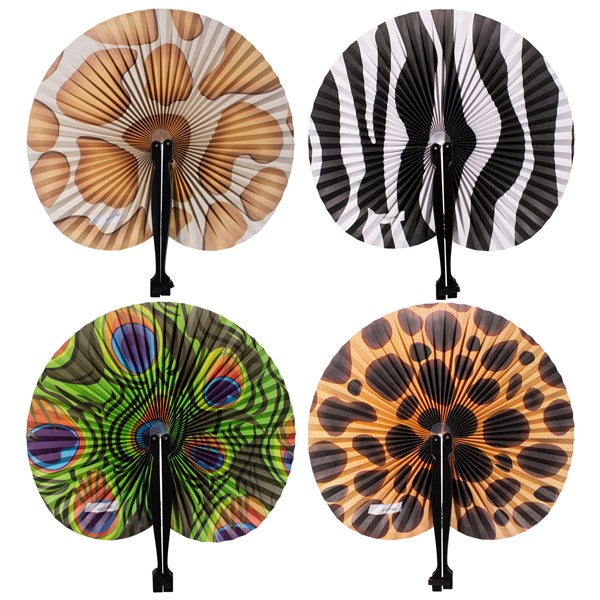 Animal Print Folding Fans (12 Per pack)