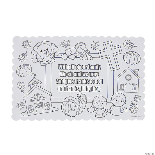 Color Your Own Thanksgiving Prayer Placemats (12 Per pack)