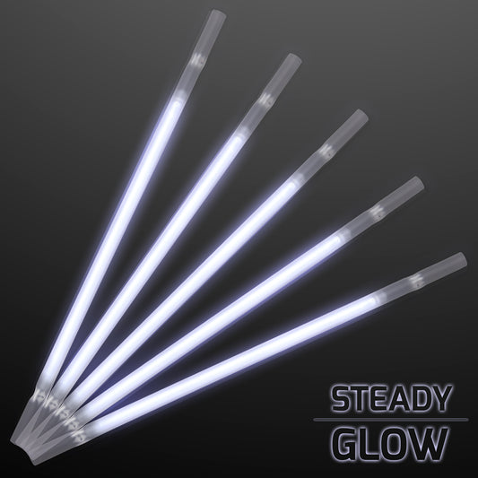 White Glowing Straws for Party Drinks (25 Per pack)