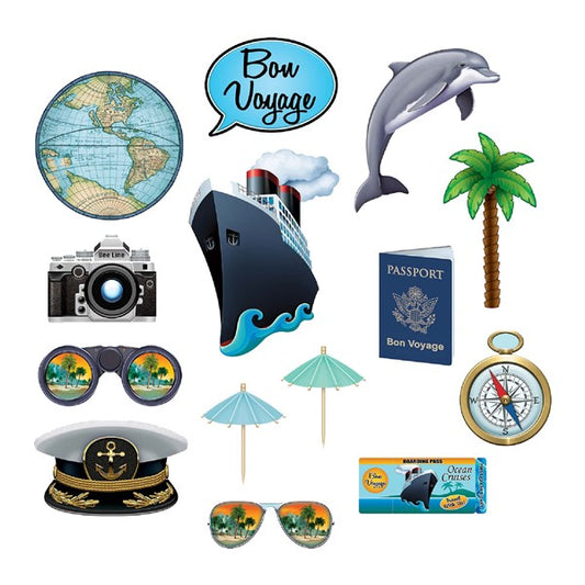 Bon Voyage Photo Booth Prop Kit (14 per pack)