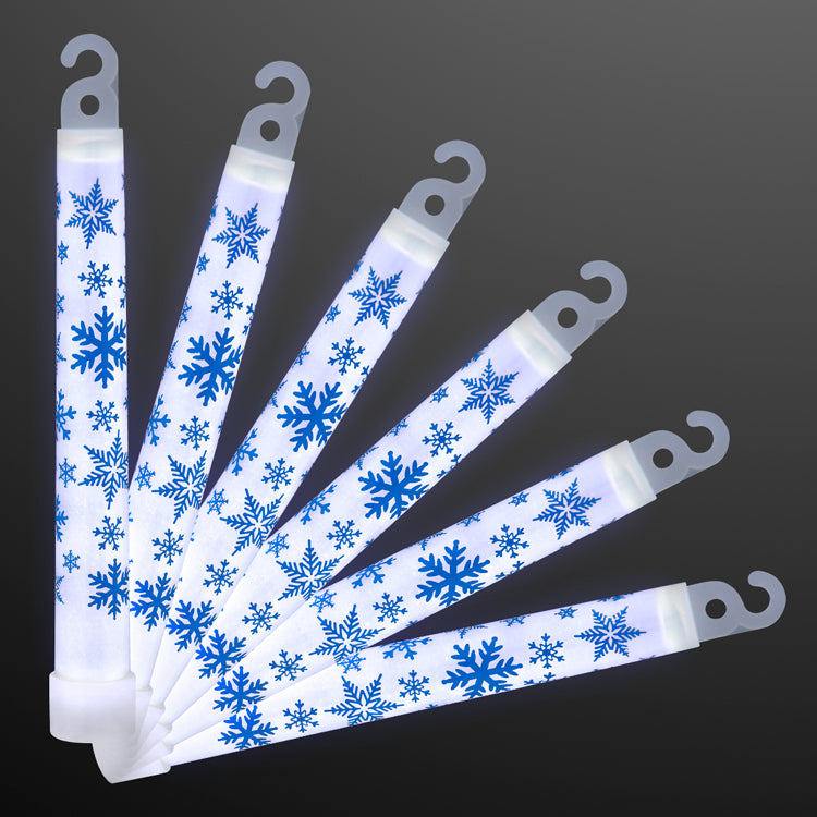 Frozen Snowflakes 6" White Glow Sticks