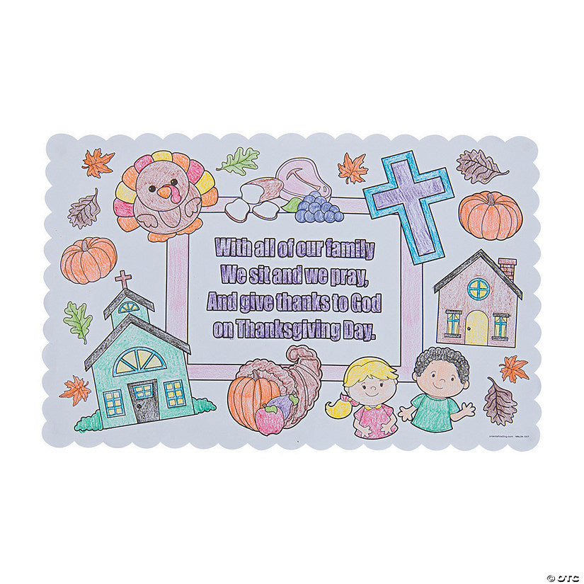 Color Your Own Thanksgiving Prayer Placemats (12 Per pack)