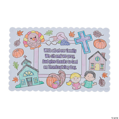 Color Your Own Thanksgiving Prayer Placemats (12 Per pack)