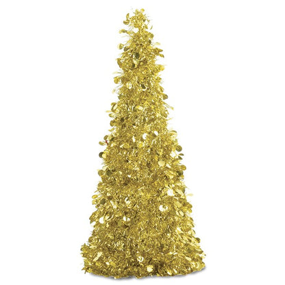 Gold Tinsel Tree 10" Centerpiece