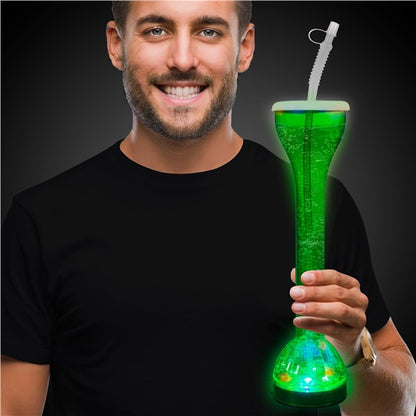 LED Green Flashing 17 oz. Yard Glass