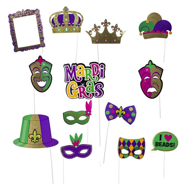 Mardi Gras Photo Booth Prop Kit (13 per pack)