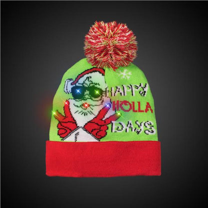 LED Happy Holla Days Knit Beanie