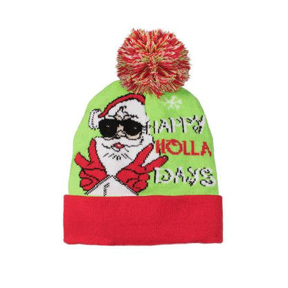 LED Happy Holla Days Knit Beanie