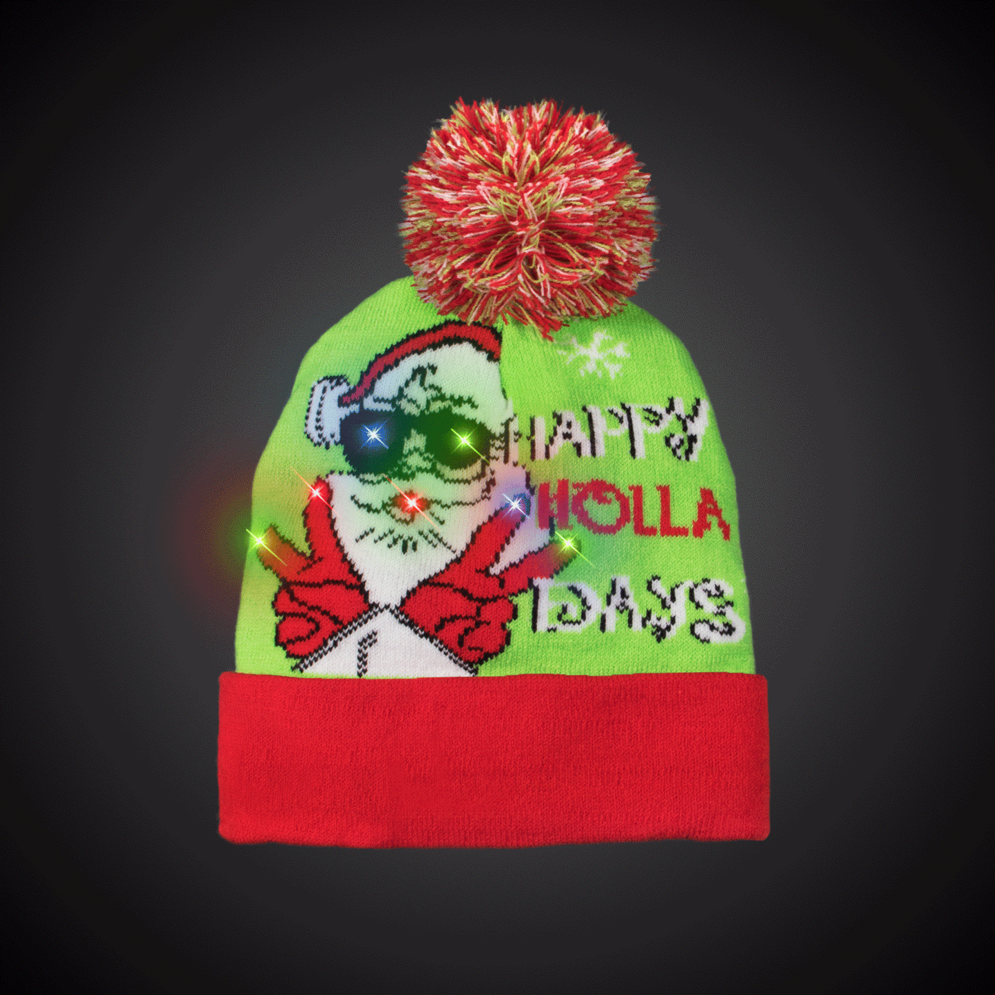 LED Happy Holla Days Knit Beanie