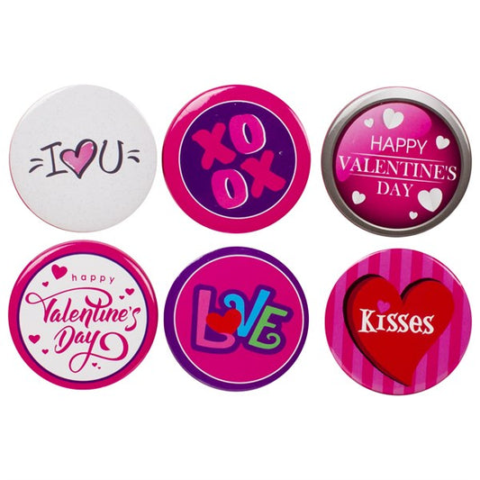 Valentine's Day 2 1/4" Buttons (6 per pack)
