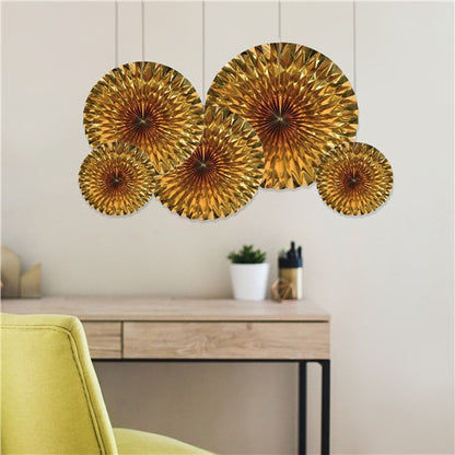 Gold Metallic Fans (5 Per pack)