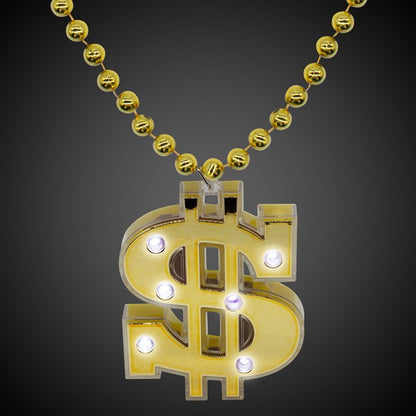 LED Gold Dollar Sign Necklace