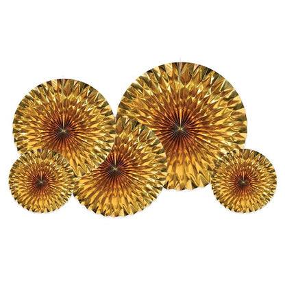 Gold Metallic Fans (5 Per pack)