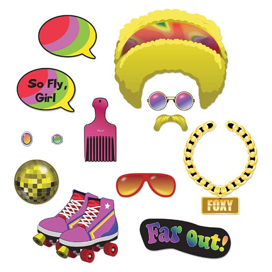 70's Photo Booth Prop Kit (13 per pack)