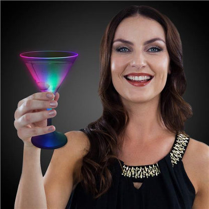 LED 7 oz. Martini Glass With White Stem