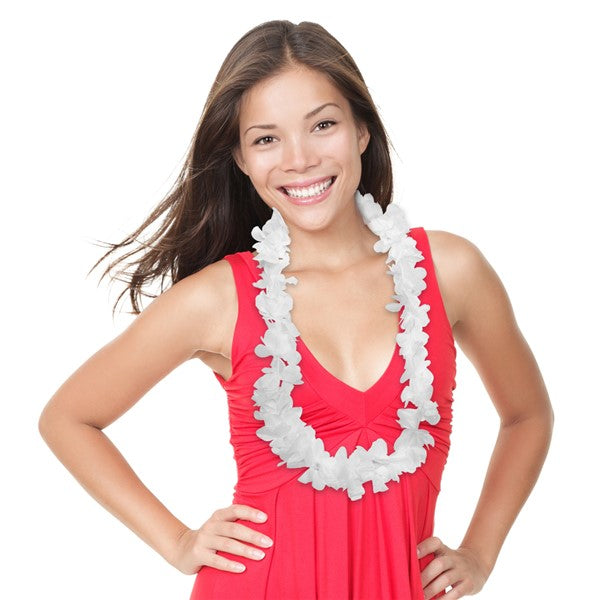 White Silk 42" Flower Leis (12 Per pack)