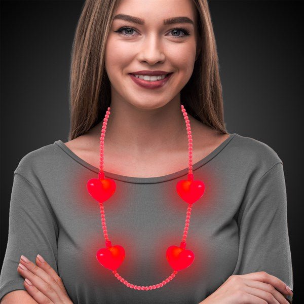 LED Jumbo Pink Hearts Necklace